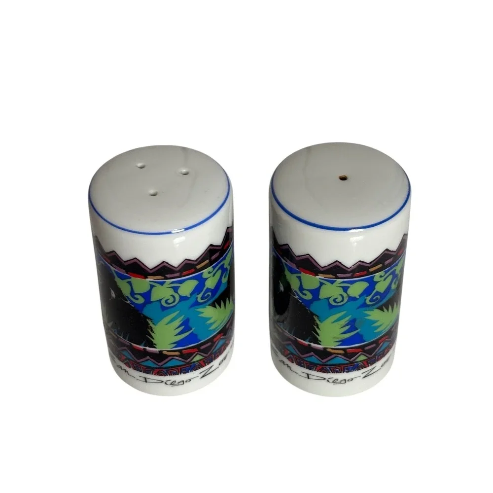 Vintage San Diego Zoo African Rain Forest Salt‎ Pepper Shakers Ceramic Festive